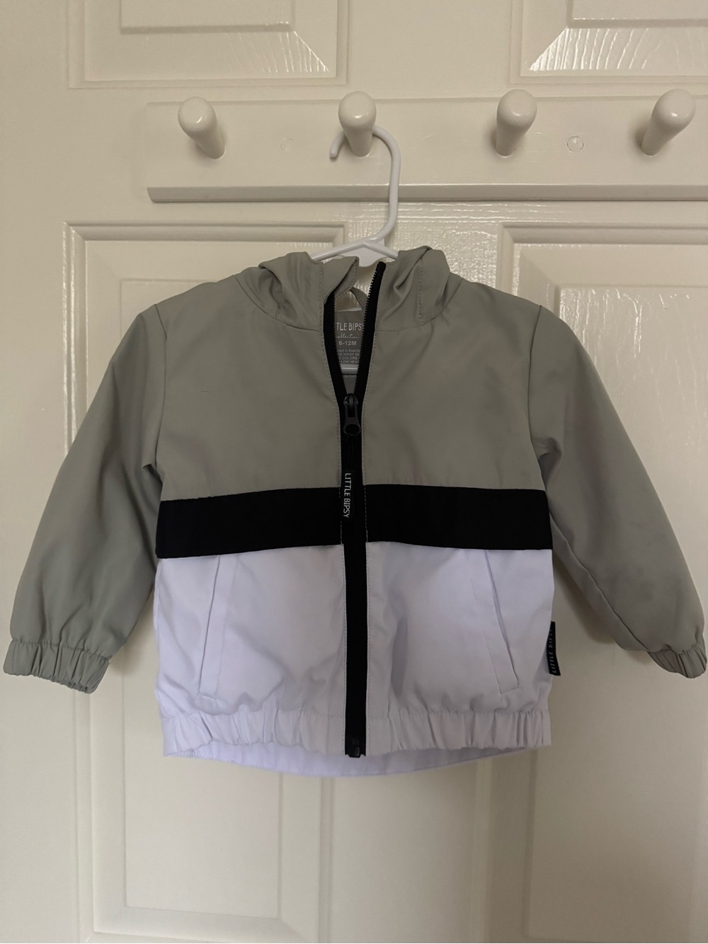 Little Bipsy Colorblock Hooded Jacket in Gray, Black & White